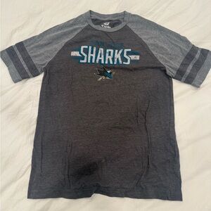 Fanatics Gray and Blue Sharks Short Sleeve Tee
